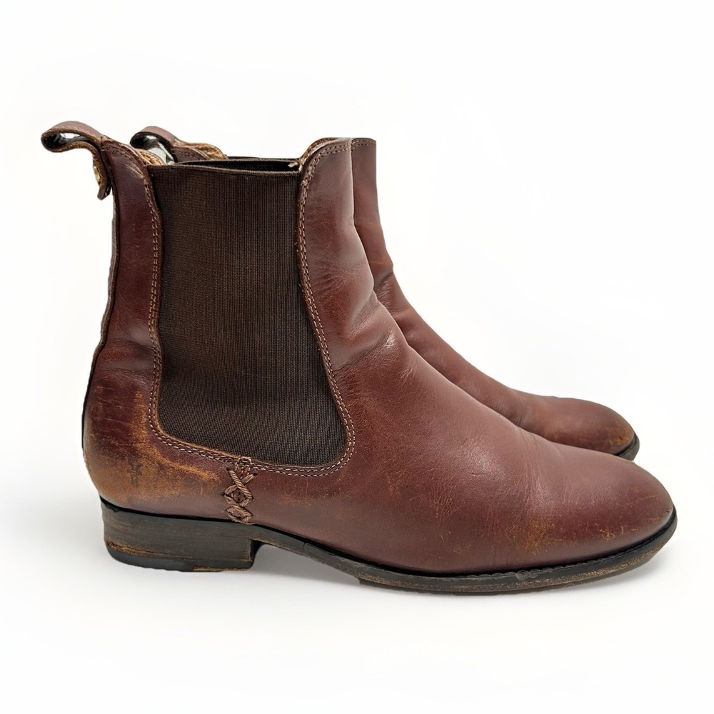 Frye Womens Melissa Chelsea‎ Boot Size 7 B Cognac Leather Pull On Bootie